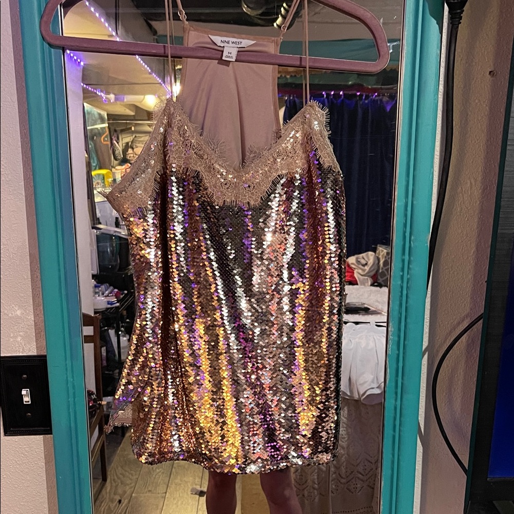 Nine West Gold and Silver Sequin Blouse
